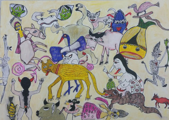 MORNING GLORY VARANASI - mixed media auf Papier - 24 x 17 cm - CHF 350
