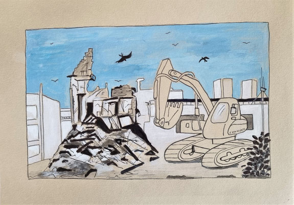 ABBRUCH - mixed media auf Papier - ca. 25 x 17 cm - CHF 50