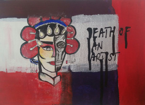 TOD EINES KÜNSTLERS - mixed media auf Papier - 24 x 17 cm - CHF 280