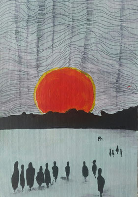 EISZEIT - mixed media auf Papier - 24 x 17 cm - CHF 240