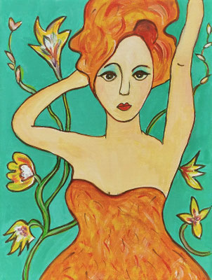 LILLY II  - Gouache auf Leinwand - 24 x 18 cm - CHF 180