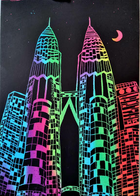 PETRONAS TOWERS KUALA LUMPUR - Kratztechnik auf Spezialpapier - A5 - CHF 80