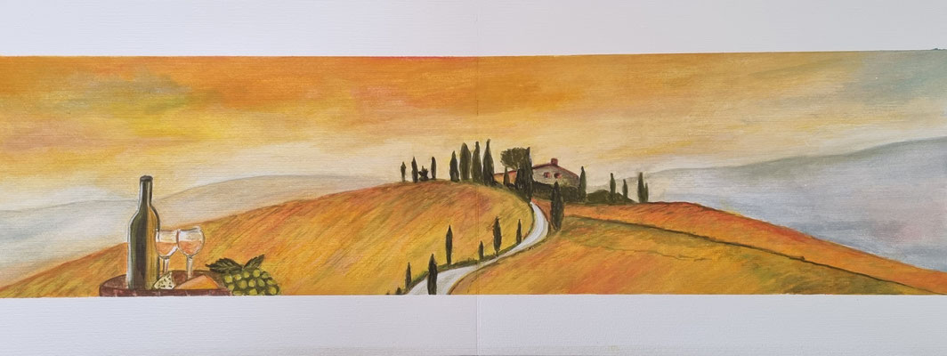 TOSKANA - Gouache auf Papier - 49 x 18,5 cm - CHF 280