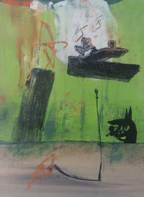 WOLF - mixed media auf Leinwand - ca. 30 x 20 cm - CHF 280