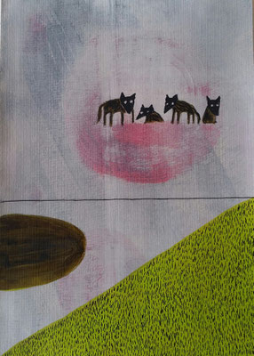 UNTER WÖLFEN - mixed media auf Papier - 24 x 17 cm - CHF 280