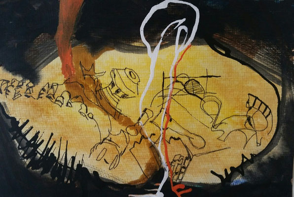 UNDER THE SEA - mixed media auf Papier - 24 x 17 cm - CHF 190