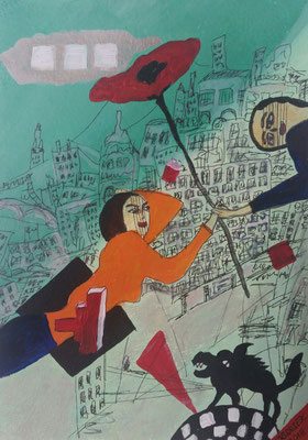 COME FLY WITH ME - mixed media auf Papier - 24 x 17 cm - CHF 210