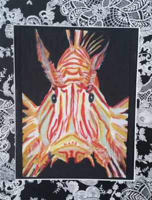 N.E.I.N., mixed media auf Malkarton mit Rahmen - 30 x 40 cm - CHF 300 