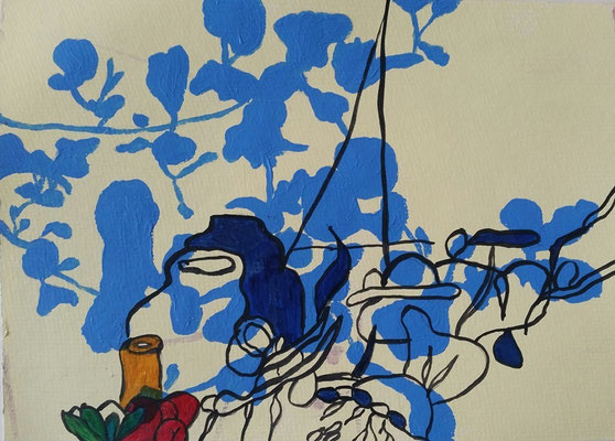 STILLLEBEN ODER SO - mixed media auf Papier - 24 x 17 cm - CHF 230