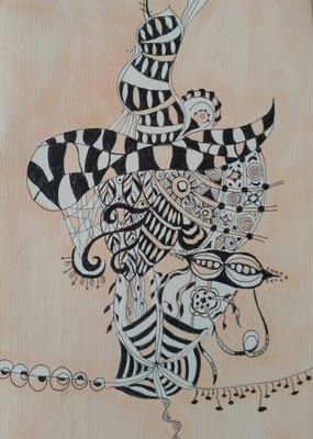 TURM ZU BABEL - mixed media auf Papier - 24 x 17 cm - CHF 210