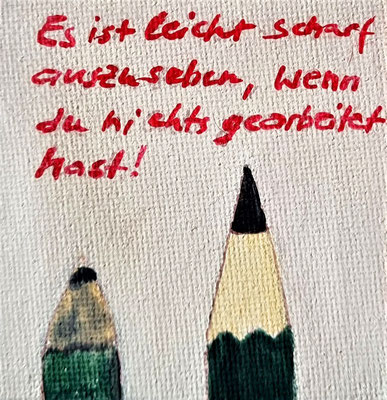 SCHARF - Gouache auf Leinwand - 7 x 7 cm - CHF 70