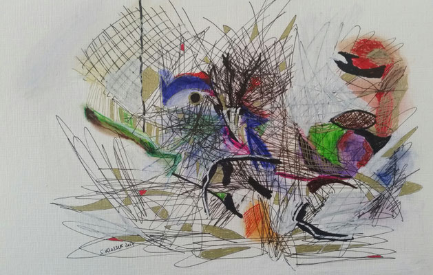 VARANASI CHAOS - mixed media auf Papier - 25 x 18 cm - CHF 230