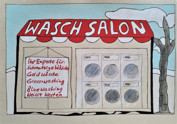 WASCHSALON - mixed media auf Papier - ca. 25 x 17 cm - CHF 50