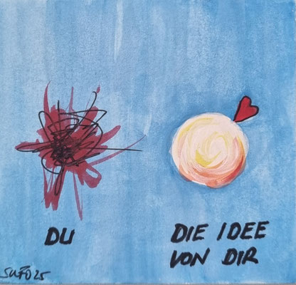 DIE IDEE VON DIR - 7,8 x 7,3 cm - Gouache/Tusche auf Malkarton - CHF 35