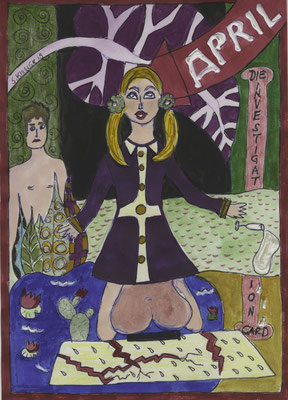 12 Kalenderblätter, A5, mixed media auf Papier, nur im Konvolut erhältlich Preis: CHF 2900 (ohne Sonderanfertigung Passepartout und Rahmen: 2400)