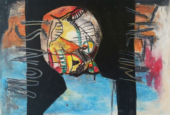 TIME IS NOW - mixed media auf Papier - 24 x 17 cm - CHF 210