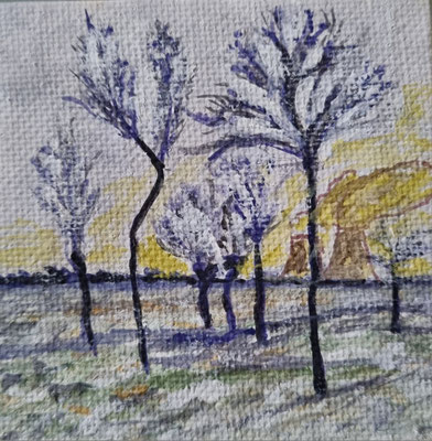 ATOMKRAFT NEIN DA... - Gouache auf Leinwand - 7 x 7 cm - CHF 70