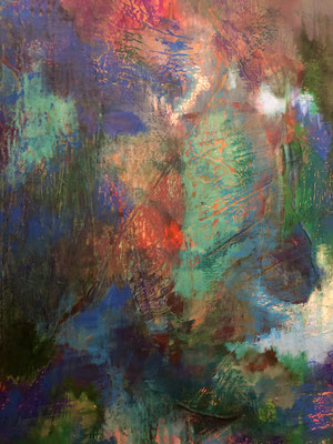 Biggie II (Detail), Acrylics, oil crayons and structure paste on canvas, 70 x 140 cm, 2023.