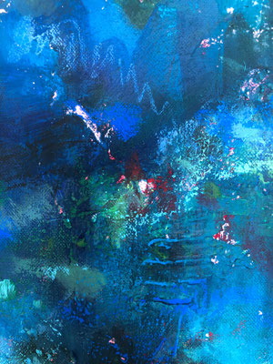 Biggie I (Detail), Acrylics, oil crayons and structure paste on canvas, 70 x 140 cm, 2023.