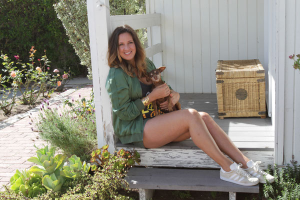 DANA SCHWEIGER at home in Malibu