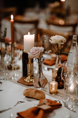 candles and bud vases