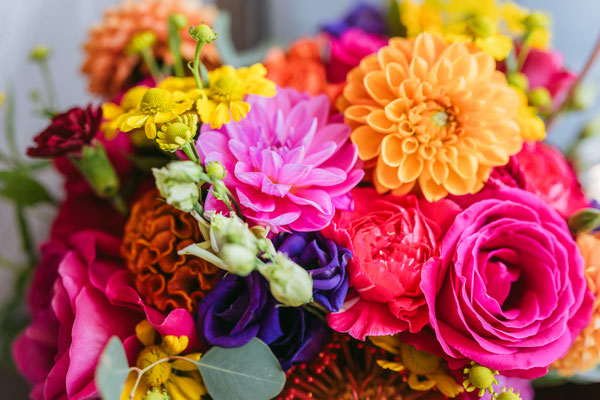 Colourful wedding flowers