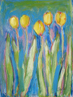 Gele tulpen  18 x 24 cm, maart 2016