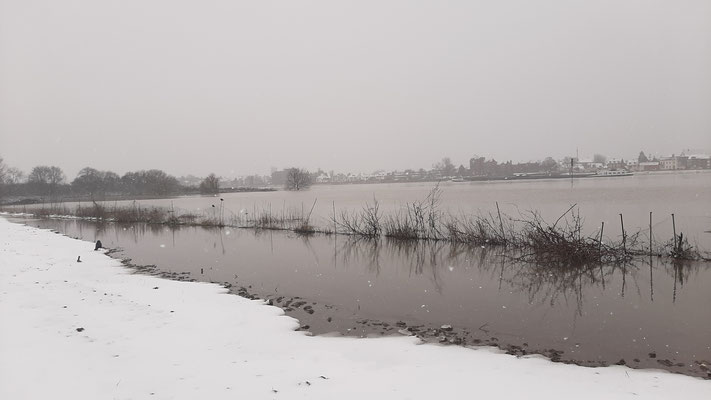  ein Viertel des Felds steht unter Wasser, der Rest ist schneebedeckt