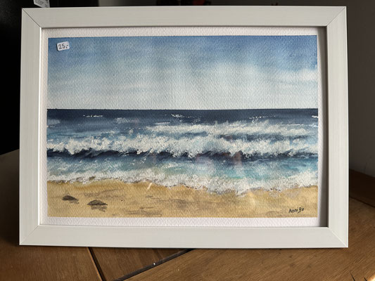 "Strand" Aquarell DinA4 gerahmt