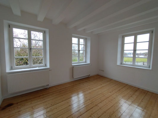 restaurierter Wohnraum in einem sanierten Fachwerkhaus