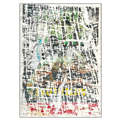 Villeneuve Mars, décollage (retro d'affiche) with shellac, 55,0 x 38,6 cm, 2025