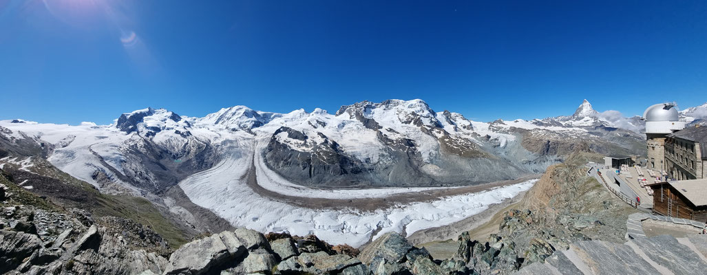 Gornergletscher, Monte Rosa/Dufourspitze, Grenzgletscher (v.l.n.r.)