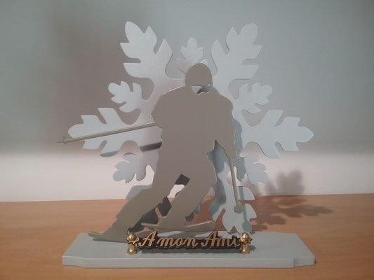 Plaque funéraire ski, déco en métal cimetière, artisan créateur France