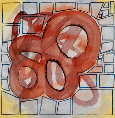 Nr. 2, 01/2023, Aquarell auf Papier, 22,5 cm x 22,0 cm