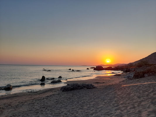 Strand von Paleochora Sonnenuntergang im September