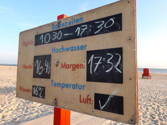 Wettertafel am Strand