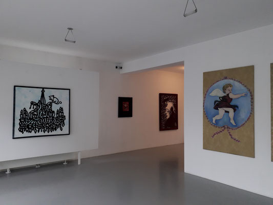 Blick in die Ausstellung Gudrun Kampl und Julian Opie, Kunstraum Walker, Dezember 2021 ©bei der Künstlerin und Galerie Walker