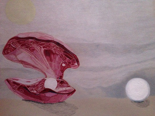 Swarovski Seashell: Faber Castell Polychromos on Canson Paper A4 sand