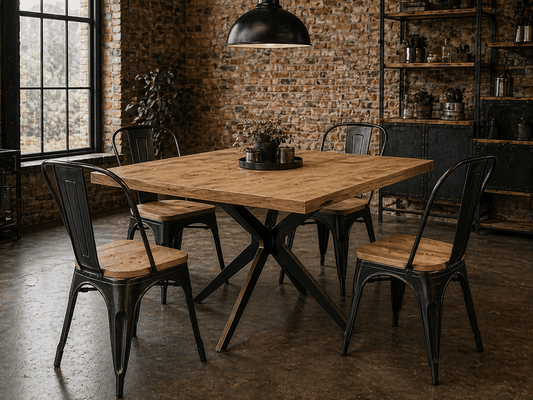 Pied de table Mikado bois métal SebYa pour plateau carré