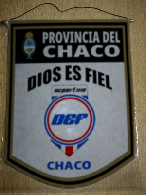 BANDERIN 40CM DORADO DEPORTIVO DIOS ES FIEL CHACO