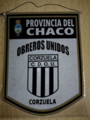 BANDERIN 40CM DORADO OBREROS UNIDOS CORZUELA CHACO