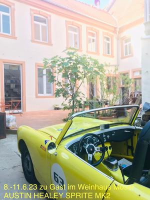 Gäste mit Oldtimer im Weinhaus Moser