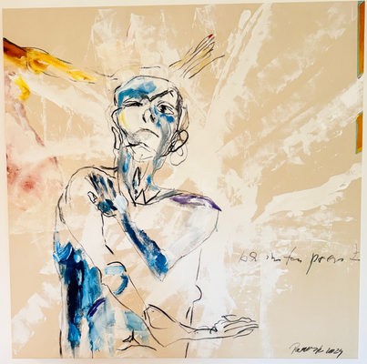 BE IN THE PRESENT, 130x130 cm, acrylic, charcoal on canvas, Vienna 2024, Photo Reinhold Ponesch ©