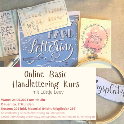 24.06.2021 - Online Basic Handlettering Kurs mit Lütje Leev