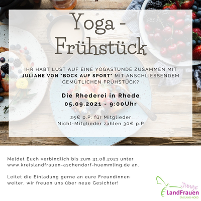 05.09.2021 - Yoga Frühstück in der Rhederei in Rhede