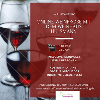 16.04.2021 - Online Weinprobe mit dem Weinhaus Hülsmann