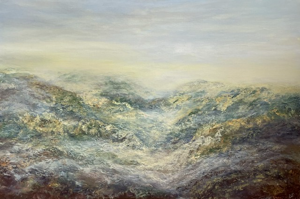 Morning Valley, 2022, Acryl auf Leinwand, 80x120 cm
