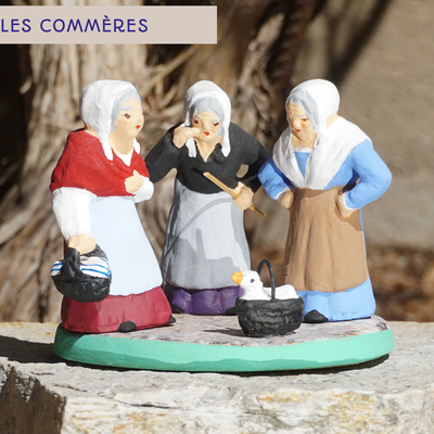 les commères : 3 santons & une oie