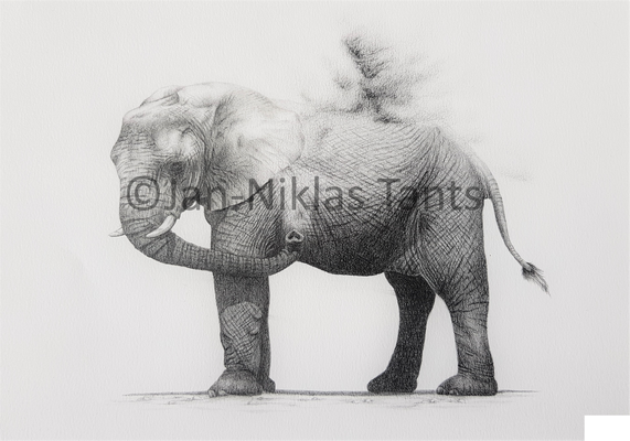 Afrikanischer Elefant, 25 x 35 cm, 2016, Original verfügbar