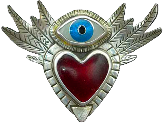 Cloisonne enamel Flying heart with eye- Fly With Eyes Wide Open
